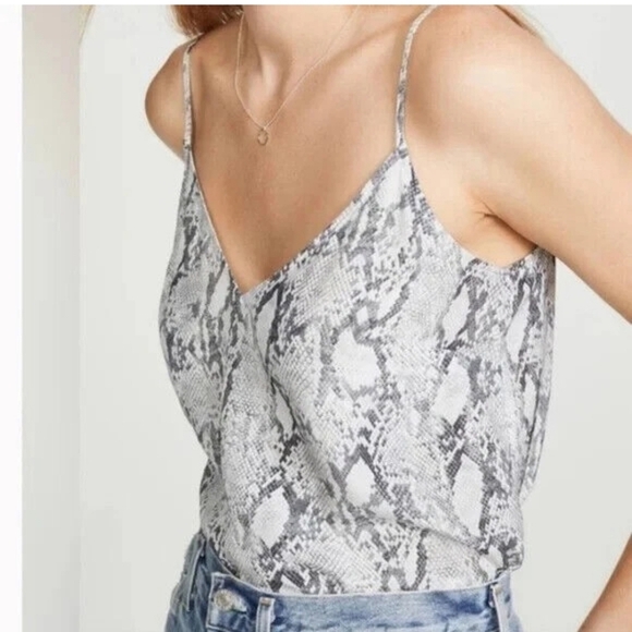 Frame Small Print 100% Silk V- Neck Cami Tanl Top Size Small NWT - Picture 1 of 9